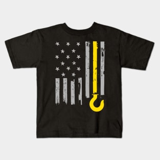 Tow Truck Driver Lives Matter Yellow Line American Flag Kids T-Shirt